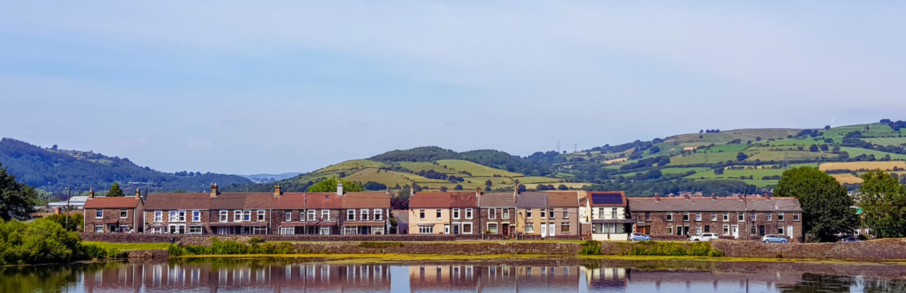 Row of houses in Caerphilly town