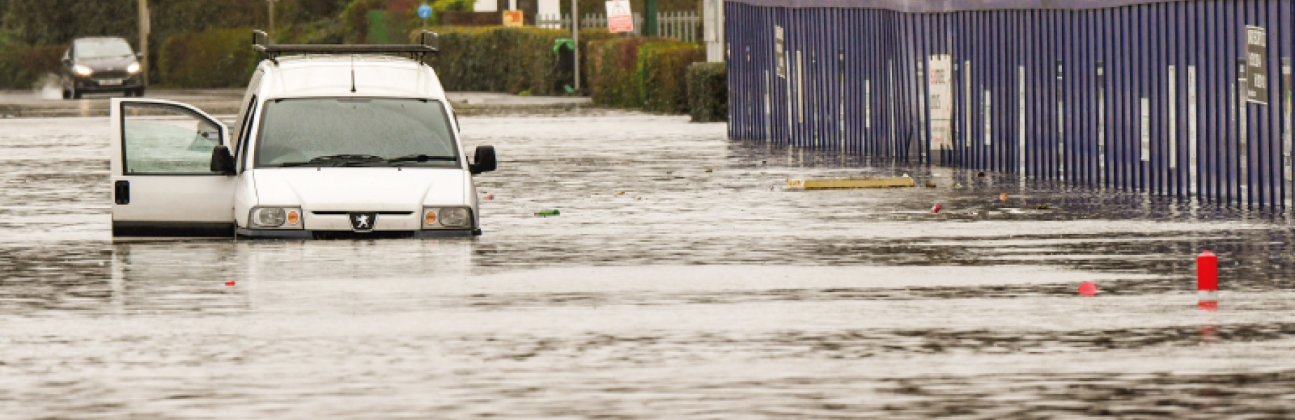 car under flood water