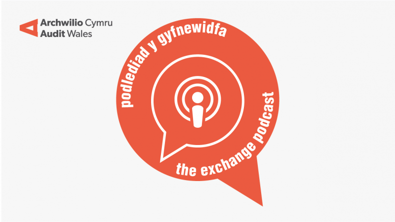 Icon of a speech bubble with The Exchange Podcast