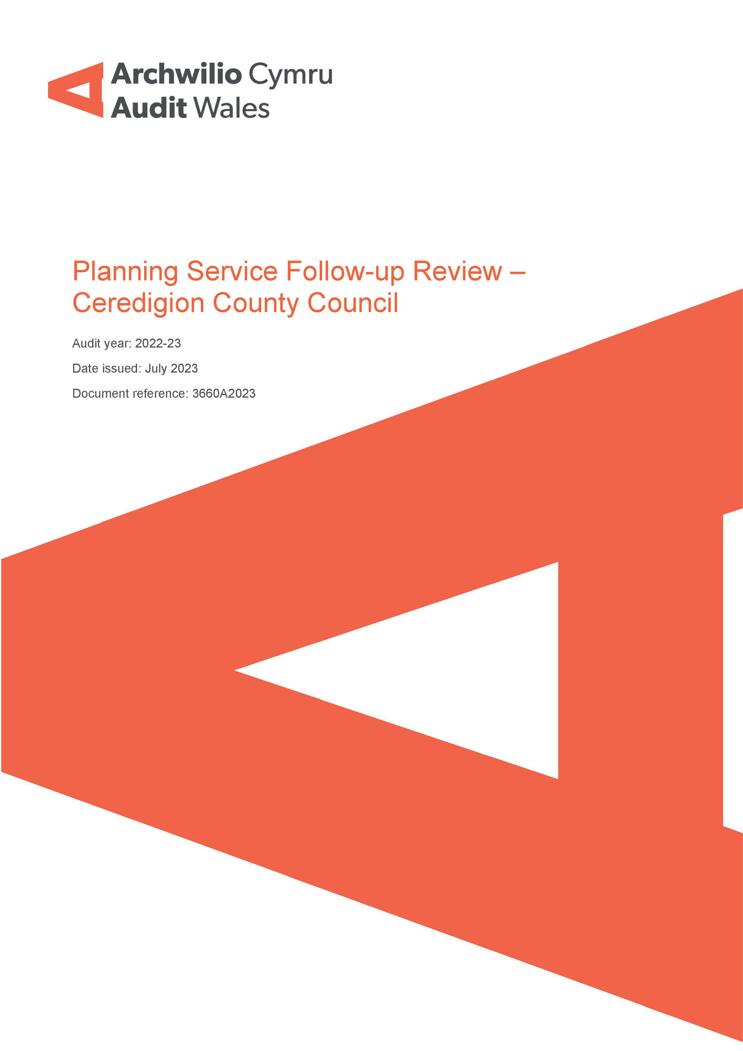 Ceredigion Council making swift progress in addressing Audit Wales