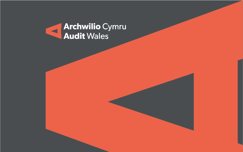 Audit Wales logo - our name and large, sideways 'A' in red