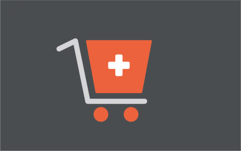 Icon of shopping trolley with cross inside