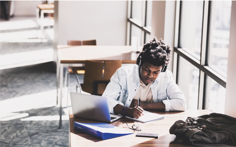 Student studying