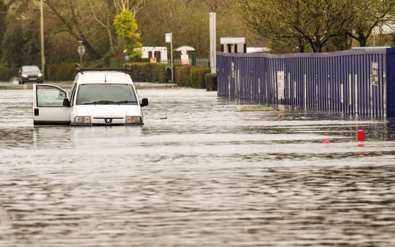 car under flood water