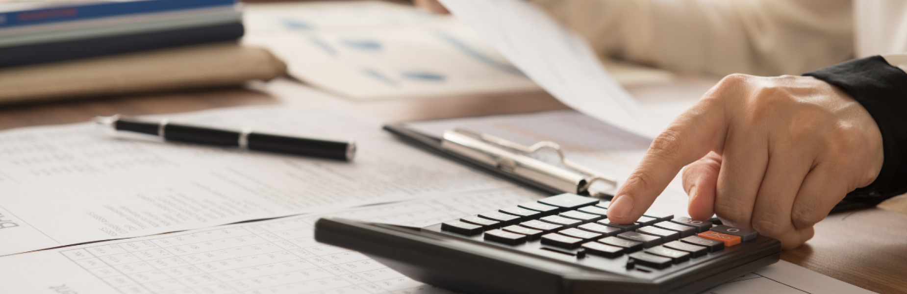 Desk with procurement and financial information