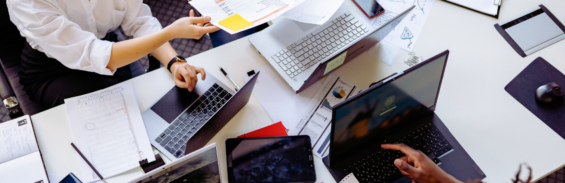 People analysing and researching at a desk