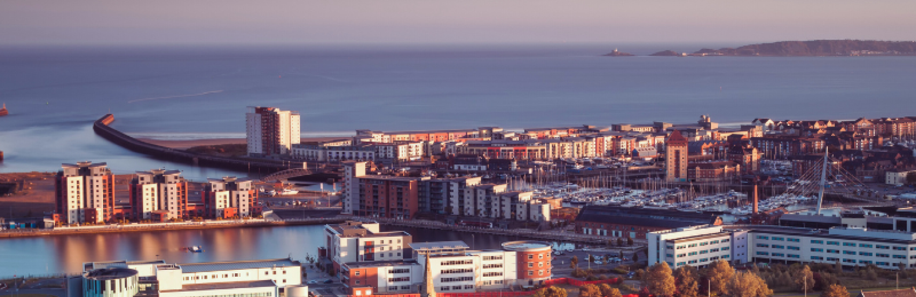 View of Swansea city and the bay