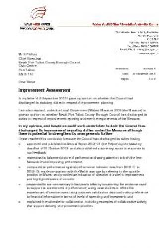 Neath Port Talbot County Borough Council Improvement Assessment Letter ...