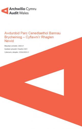 delwedd o'r clawr ar gyfer yr adroddiad Cyflawni’r Rhaglen Newid – Awdurdod Parc Cenedlaethol Bannau Brycheiniog