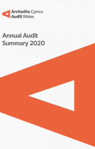 Carmarthenshire County Council – Annual Audit Summary 2020: report cover showing audit wales logo