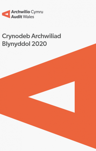 Cyngor Bwrdeistref Sirol Merthyr Tudful – Crynodeb Archwilio Blynyddol 2020: clawr adroddiad yn dangos logo Archwilio Cymruu Archwilydd Cyffredinol Cymru.